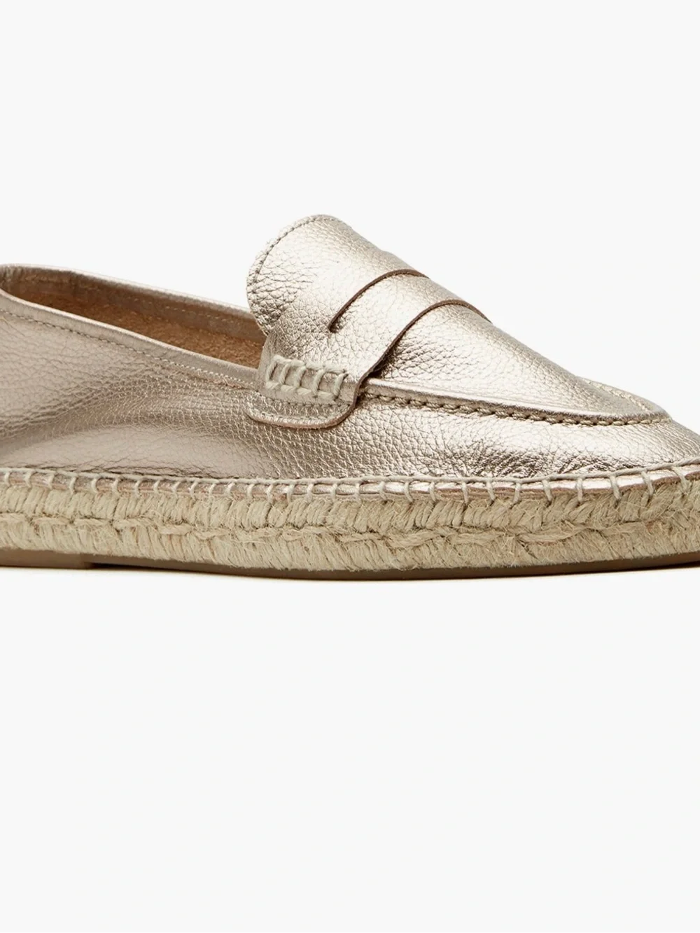 La CANADIENNE Metallic Gold Leather Espadrille Loafer